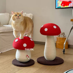 【SNS映え】猫 爪とぎ キノコ型 据え置き 麻縄 キャットタワー 爪とぎポール 耐久性抜群 カスが出にくい サイザル麻 縦置き 猫タワー 室内 おもちゃ