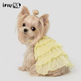 【夏用・薄手】犬服 ケーキドレス ワンピース ティアードスカート お散歩 UVカット 冷房対策 子犬 トイプードル チワワ ビションフリーゼ 小型犬 ドッグウェア