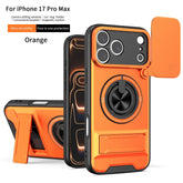4in1 軍工級鎧スマホケース スライドレンズカバー 360 度回転磁気リングスタンド iPhone11~17 全シリーズ対応