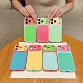 インスタ人気 ドーパミンカラーバイカラースマホケース 大窓レンズ保護 iPhone17ProMax/16Pro/15/14 対応