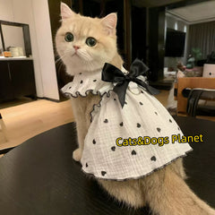 猫の服 夏用 薄手 メッシュ 通気性抜群 リード穴付き 超可愛い リボン ワンピース 毛抜け防止 クーラー対策 風邪予防 全猫種対応 ペット服