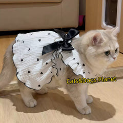 猫の服 夏用 薄手 メッシュ 通気性抜群 リード穴付き 超可愛い リボン ワンピース 毛抜け防止 クーラー対策 風邪予防 全猫種対応 ペット服