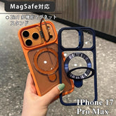 レンズカバー付き ダブルスタンド 透明アクリル磁気吸着スマホケース 全 9 色 iPhone17PROMAX/16 対応