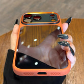 メタルレンズフレーム付き半曇りアクリルスマホケース ミニマル高級デザイン iPhone14/15/16/17 全シリーズ対応