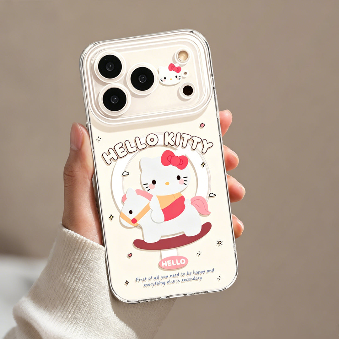 メリーゴーランド Hello Kitty 透明クリアスマホケース 回転木馬・天使デザイン 全 5 種展開 iPhone 対応