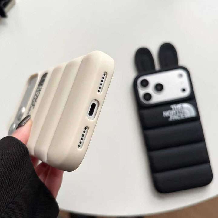 立体ダウン風 キツネ耳付き iPhone ケース ソフトシリコン製 耐衝撃保護 かわいいスタイル iPhone 各機種対応 大人可愛い 女性・高校生向け