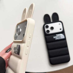 立体ダウン風 キツネ耳付き iPhone ケース ソフトシリコン製 耐衝撃保護 かわいいスタイル iPhone 各機種対応 大人可愛い 女性・高校生向け