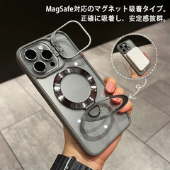 レンズカバー付き ダブルスタンド 透明アクリル磁気吸着スマホケース 全 9 色 iPhone17PROMAX/16 対応