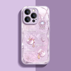 貝殻クリア 福袋幸運チャームスマホケース 蝶・長寿鎖デザイン 全 4 色 iPhone 対応