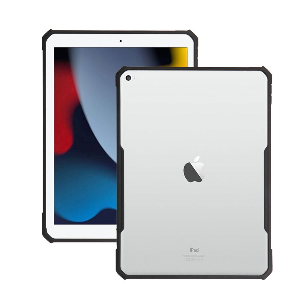 iPad 第 7/8/9 世代用 超薄型 4 角耐衝撃保護ケース｜ブラック 衝撃吸収タブレットカバー