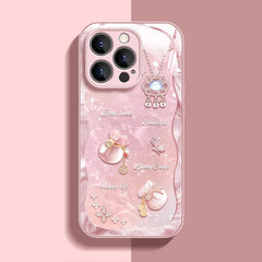 貝殻クリア 福袋幸運チャームスマホケース 蝶・長寿鎖デザイン 全 4 色 iPhone 対応