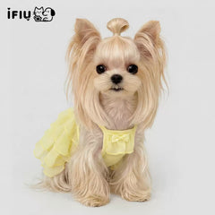 【夏用・薄手】犬服 ケーキドレス ワンピース ティアードスカート お散歩 UVカット 冷房対策 子犬 トイプードル チワワ ビションフリーゼ 小型犬 ドッグウェア