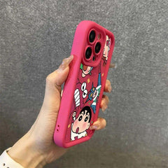 クレヨンしんちゃん集合漫画柄 マット肌触り耐衝撃スマホケース 全 5 色 iPhone11～17 対応