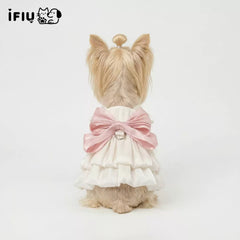 【ハーネス一体型】犬服 夏用 クール プリンセスドレス 涼しい 薄手 ドッグウェア キャミソール ワンピース リード穴付き 小型犬 ペット服 お散歩 外出 ヨークシャテリア