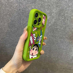 クレヨンしんちゃん集合漫画柄 マット肌触り耐衝撃スマホケース 全 5 色 iPhone11～17 対応