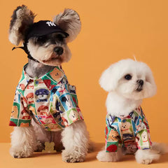 【夏用・リゾート風】犬服 アロハシャツ ドッグウェア ペット用シャツ 犬の服 サマーウェア お散歩 涼しい トレンディ（トイプードル・チワワ・プードル対応）小型犬