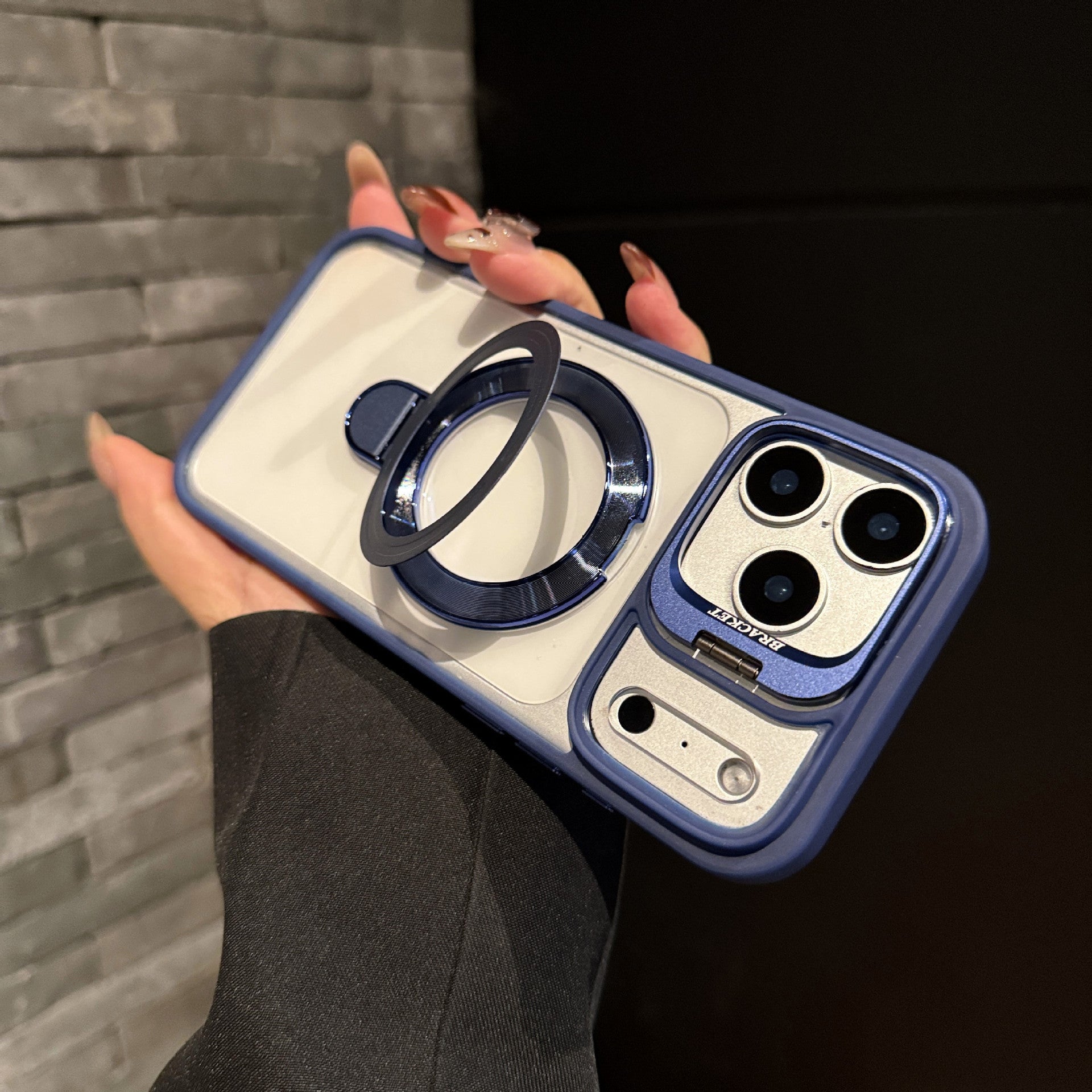 レンズカバー付き ダブルスタンド 透明アクリル磁気吸着スマホケース 全 9 色 iPhone17PROMAX/16 対応
