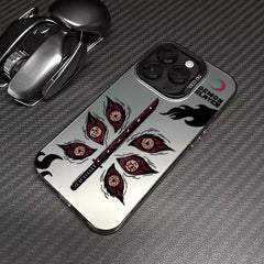 鬼滅の刃 上弦の壱六眼柄 マットメタリックスマホケース 4 色レンズフレーム iPhone17ProMax/16/15/14/13 対応