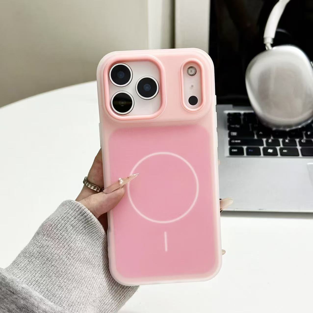 マグネット内蔵ジェリーカラースマホケース 2in1 二層構造 肌触り半曇り iPhone17ProMax/16/15 対応