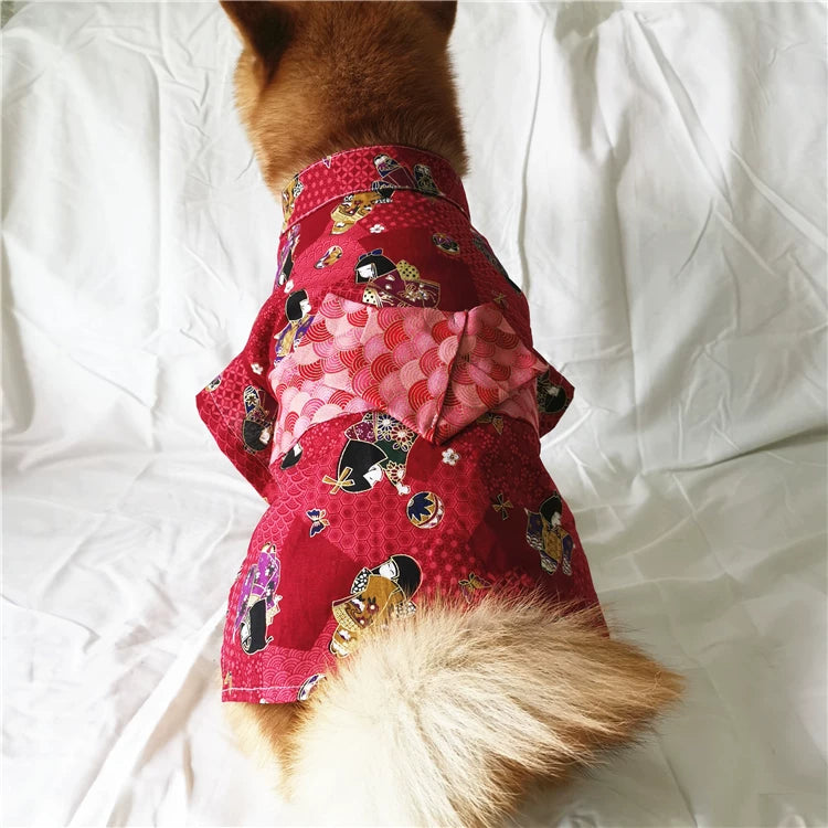 犬の服 夏用 薄手 浴衣 着物 柴犬 服 犬服 ペット服 ドッグウェア 散歩 抜け毛防止 花火大会 夏祭り 綿100% コットン 和柄 お祭り 小型犬 中型犬
