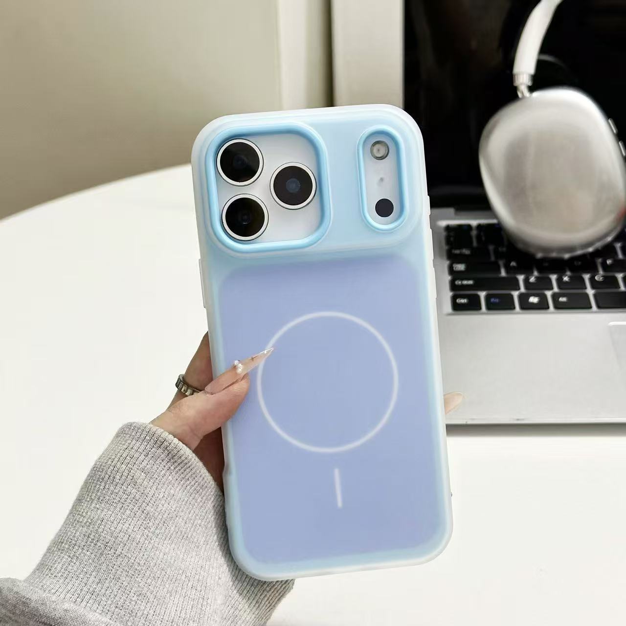 マグネット内蔵ジェリーカラースマホケース 2in1 二層構造 肌触り半曇り iPhone17ProMax/16/15 対応