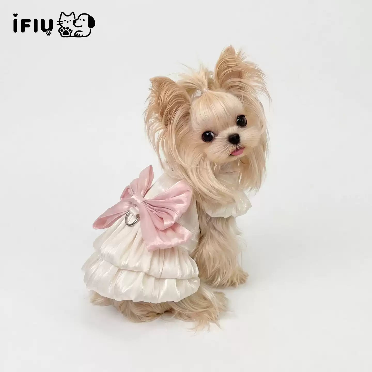 【ハーネス一体型】犬服 夏用 クール プリンセスドレス 涼しい 薄手 ドッグウェア キャミソール ワンピース リード穴付き 小型犬 ペット服 お散歩 外出 ヨークシャテリア