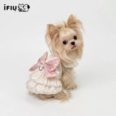 【ハーネス一体型】犬服 夏用 クール プリンセスドレス 涼しい 薄手 ドッグウェア キャミソール ワンピース リード穴付き 小型犬 ペット服 お散歩 外出 ヨークシャテリア