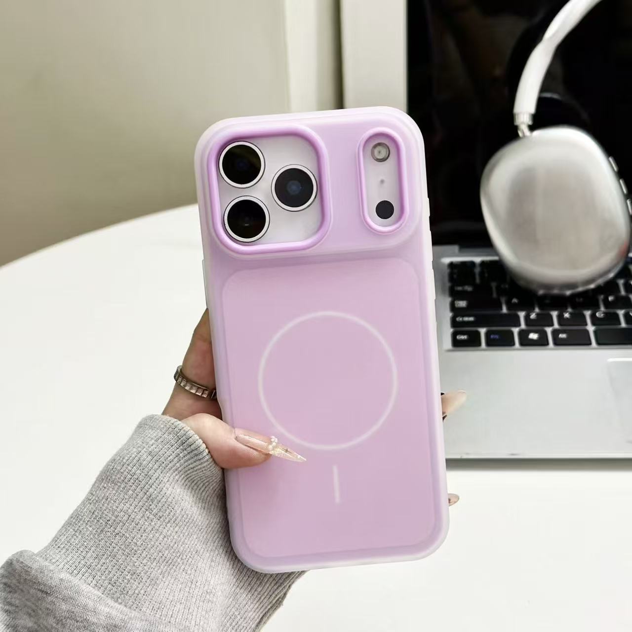 マグネット内蔵ジェリーカラースマホケース 2in1 二層構造 肌触り半曇り iPhone17ProMax/16/15 対応