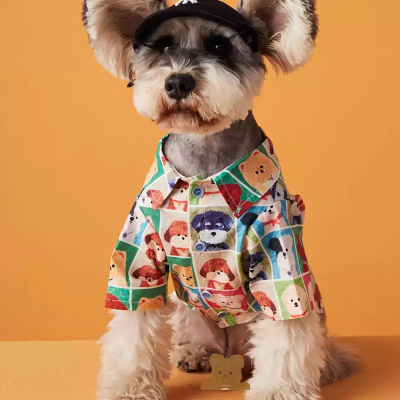 【夏用・リゾート風】犬服 アロハシャツ ドッグウェア ペット用シャツ 犬の服 サマーウェア お散歩 涼しい トレンディ（トイプードル・チワワ・プードル対応）小型犬