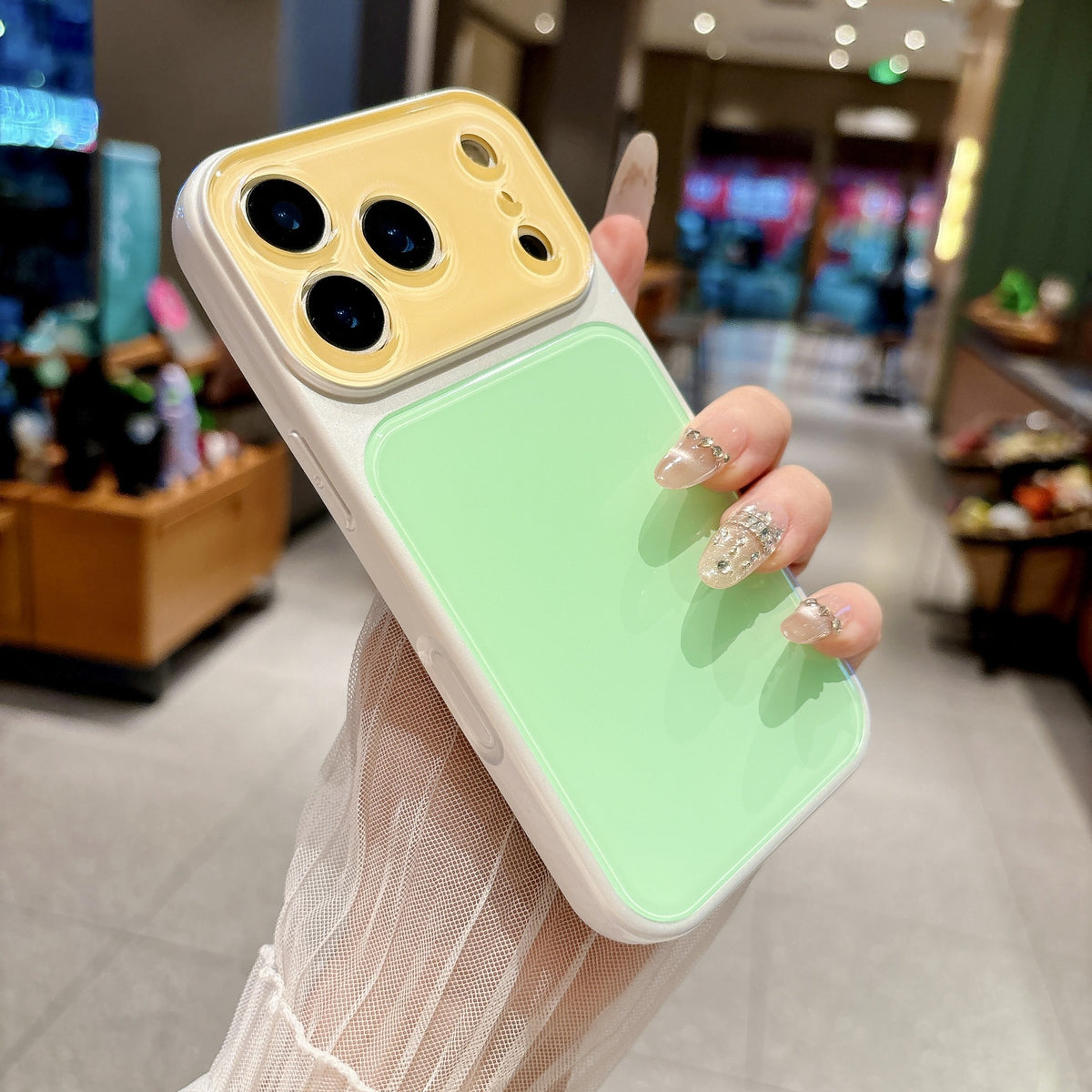 インスタ人気 ドーパミンカラーバイカラースマホケース 大窓レンズ保護 iPhone17ProMax/16Pro/15/14 対応