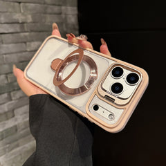 レンズカバー付き ダブルスタンド 透明アクリル磁気吸着スマホケース 全 9 色 iPhone17PROMAX/16 対応