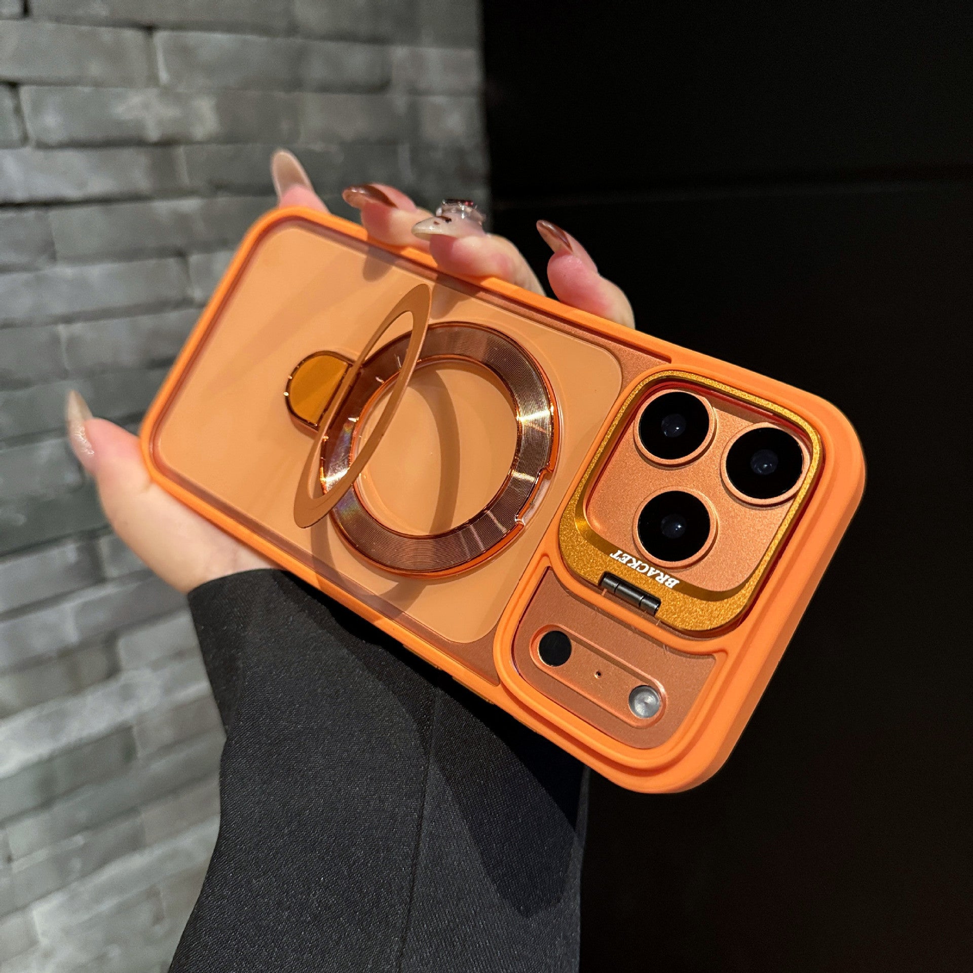 レンズカバー付き ダブルスタンド 透明アクリル磁気吸着スマホケース 全 9 色 iPhone17PROMAX/16 対応