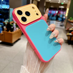インスタ人気 ドーパミンカラーバイカラースマホケース 大窓レンズ保護 iPhone17ProMax/16Pro/15/14 対応