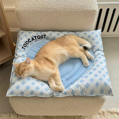 【ひんやり 接触冷感】ペット用 冷却マット 2WAY 猫 犬 枕付き 夏用 アイスシルク 涼感マット 洗える 耐噛み 暑さ対策 熱中症対策 室内 クッション 小型犬 子猫 高反発 猫用ベッド