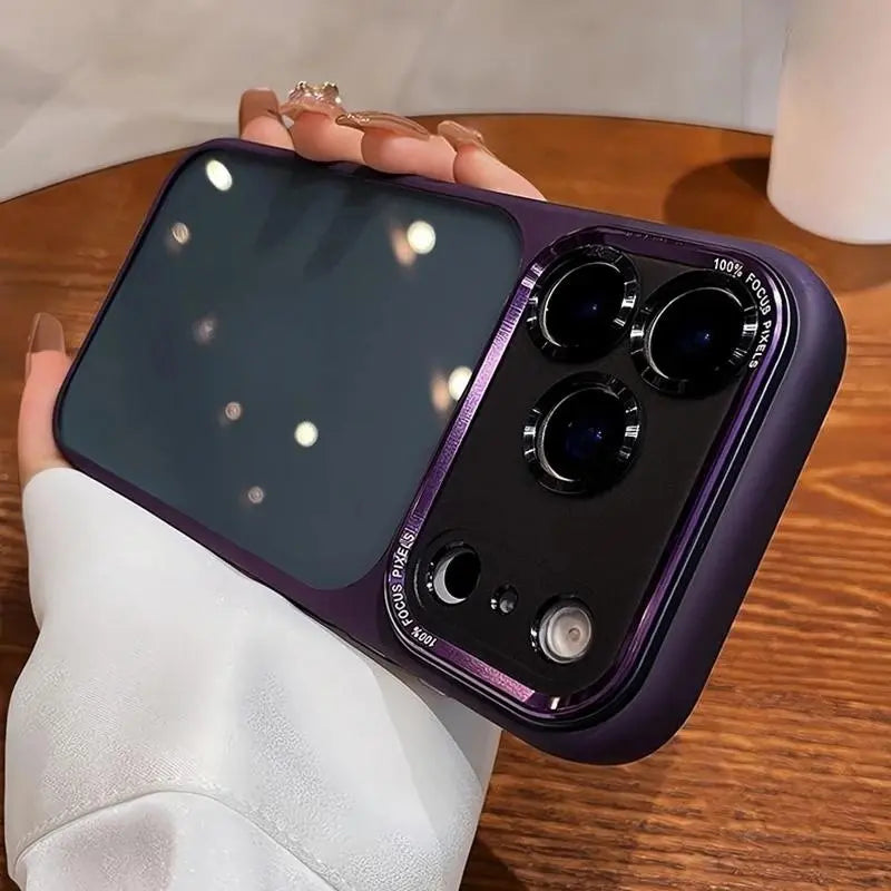 メタルレンズフレーム付き半曇りアクリルスマホケース ミニマル高級デザイン iPhone14/15/16/17 全シリーズ対応