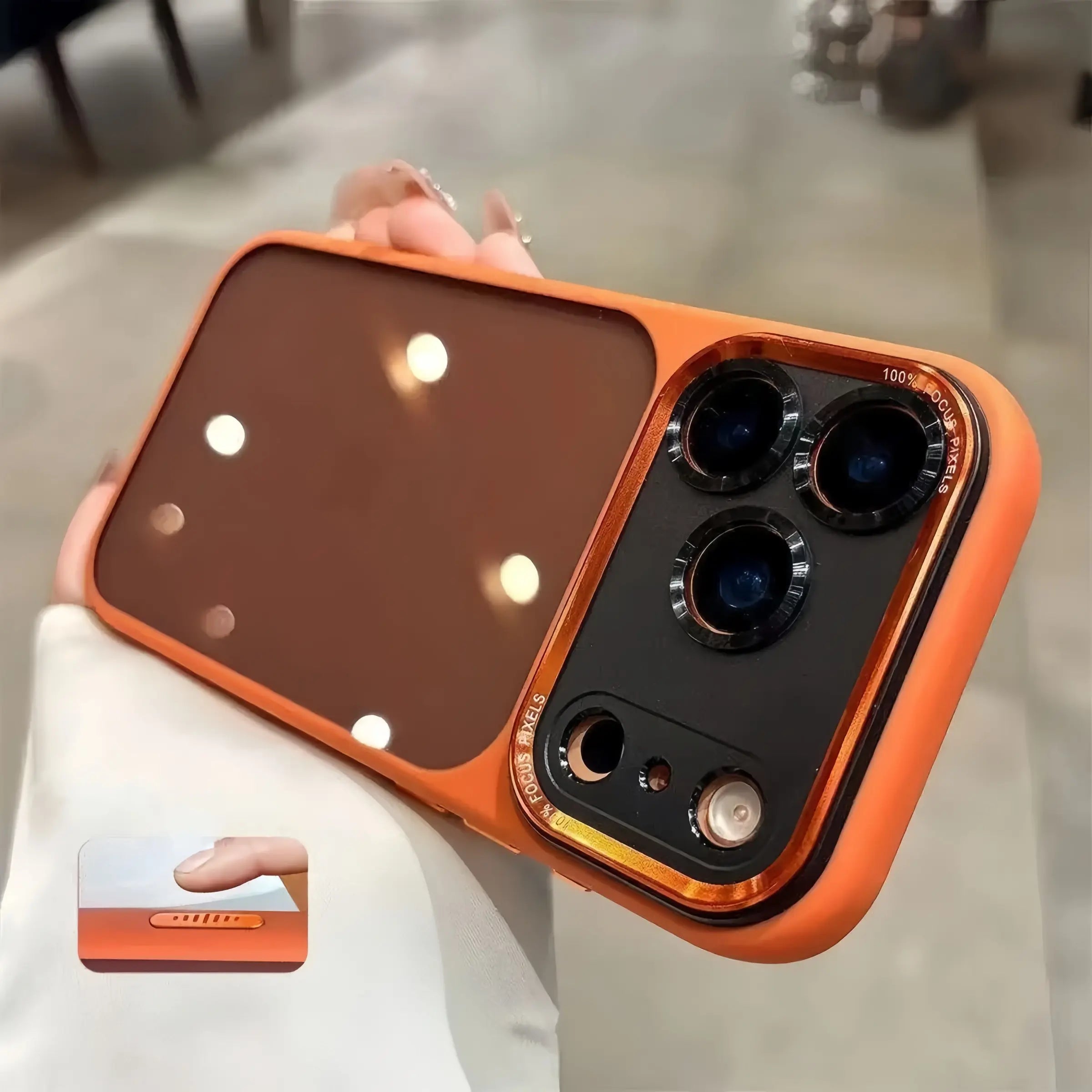メタルレンズフレーム付き半曇りアクリルスマホケース ミニマル高級デザイン iPhone14/15/16/17 全シリーズ対応